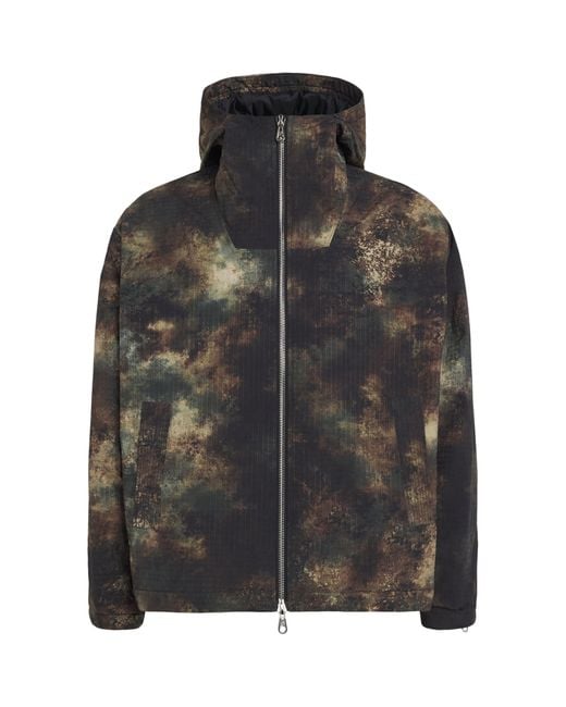 Cole Buxton Gray Canvas Camo Print Cropped Parka Jacket for men