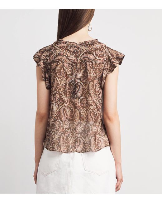 PAIGE Brown Silk Cornelia Blouse