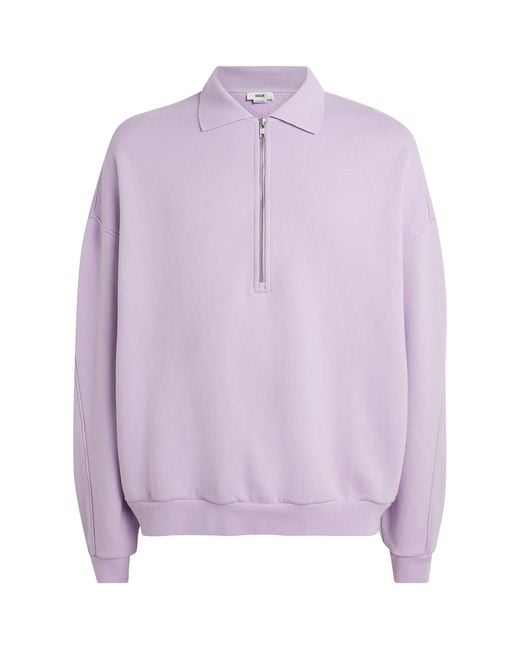 Agolde Purple Cotton Pace Quarter-Zip Sweatshirt for men