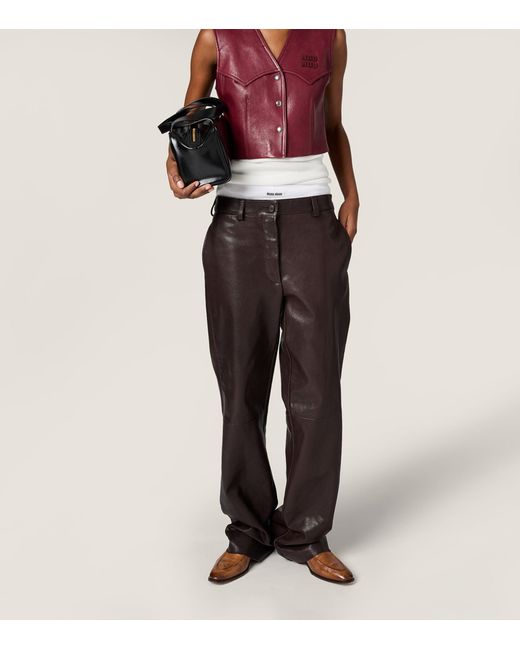 Miu Miu Brown Leather Trousers