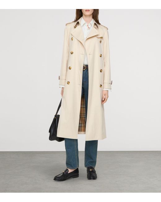 Burberry Natural Long Tropical Gabardine Waterloo Trench Coat