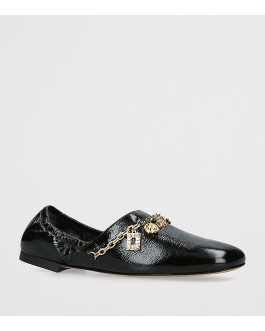 Roger Vivier Black Patent Leather Embellished Ballet Flats