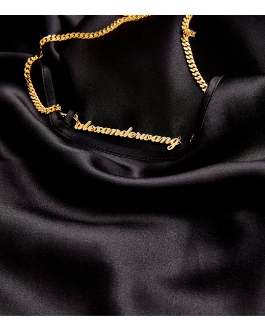 Alexander Wang Black Chain-detail Slip Midi Dress
