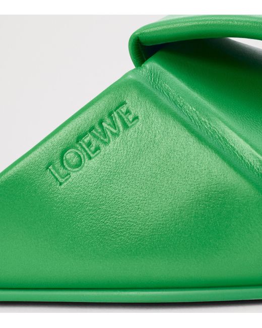 Loewe Green Leather Origami Slides