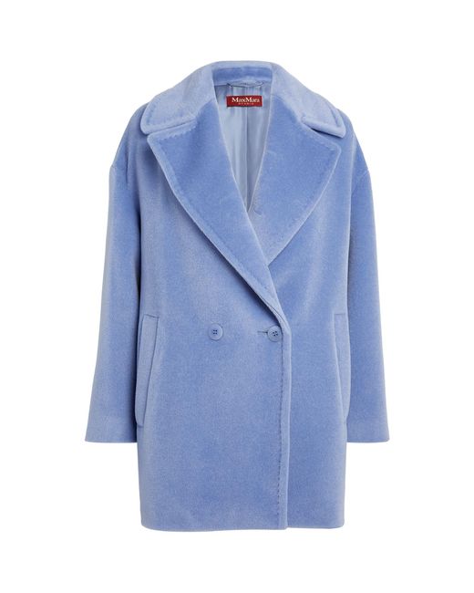 Max Mara Blue Alpaca-wool Coat