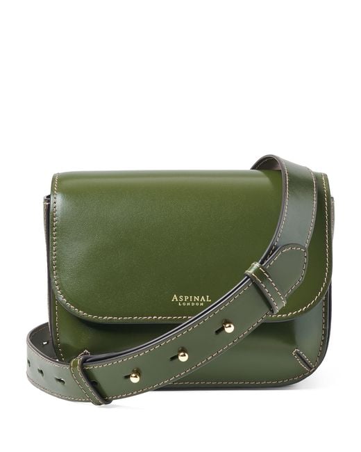 Aspinal Green Leather Ella Cross-Body Bag