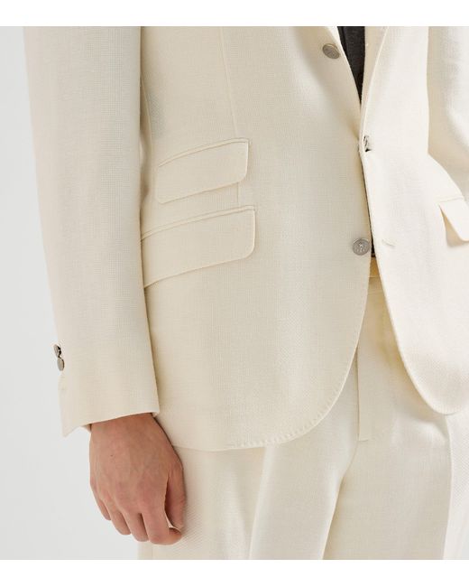 Brunello Cucinelli White Silk-Linen-Wool 2-Piece Suit for men