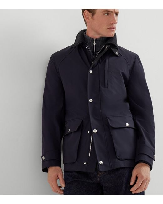 Brunello Cucinelli Blue Water-Resistant Field Jacket for men