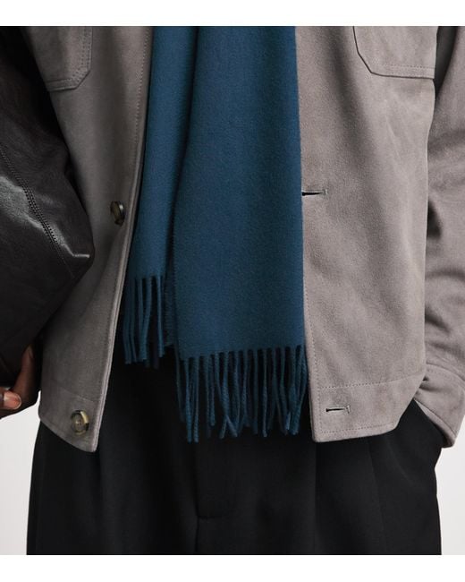 Johnstons Blue Natural Cashmere Scarf for men