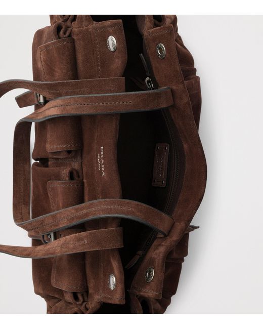 Prada Brown Medium Suede Route Tote Bag