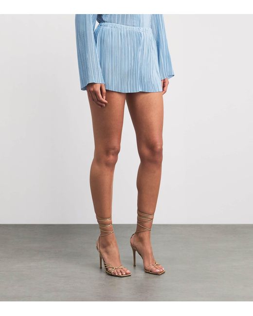 Cult Gaia Blue Sinclair Origami Plissé Shorts