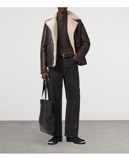 AllSaints Brown Crew-Neck Statten Sweater for men
