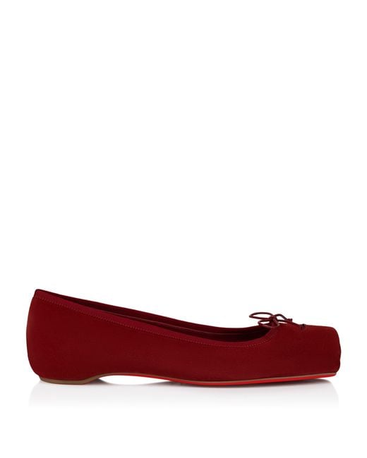 Christian Louboutin Red Cassia Nodo Suede Ballet Flats