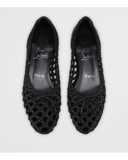 Christian Louboutin Black Sweetie Jane Silk Woven Ballet Flats