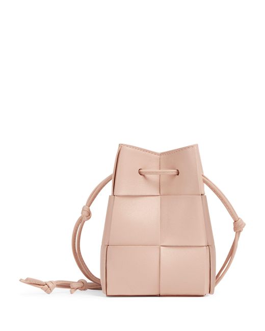 Bottega Veneta Pink Mini Leather Bucket Bag