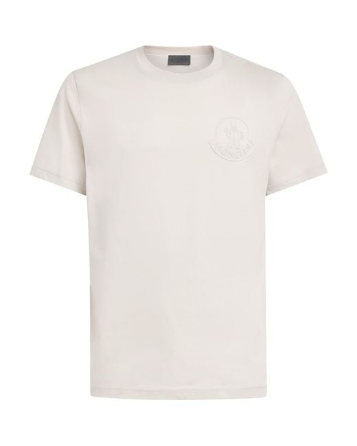 Moncler White Cotton Logo T-Shirt for men
