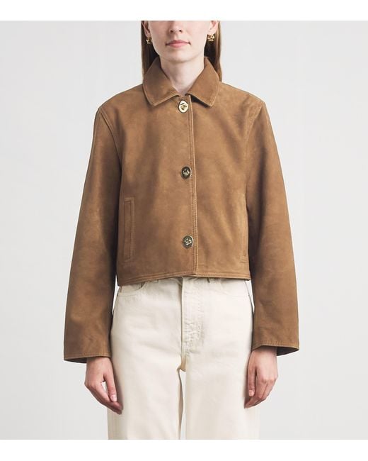 Claudie Pierlot Brown Suede Turnlock Jacket