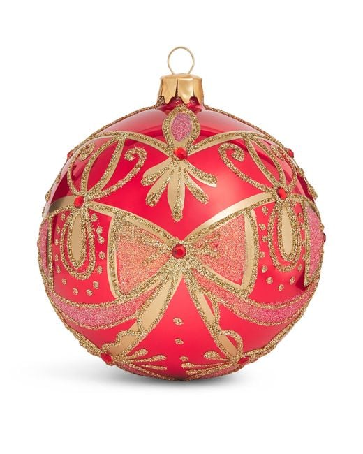 Harrods Pink Metallic Bow Bauble