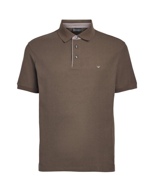 Emporio Armani Brown Cotton Logo Polo Shirt for men