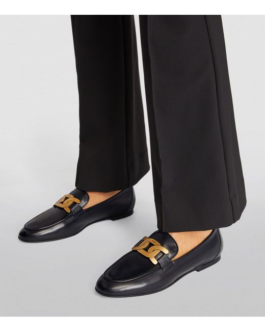 Tod's Black Leather Kate Loafers
