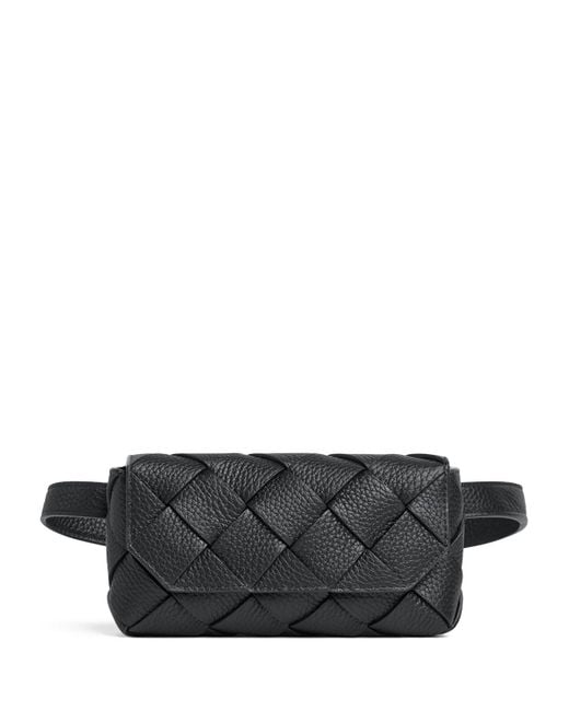 Bottega Veneta Black Leather Diago Belt Bag for men