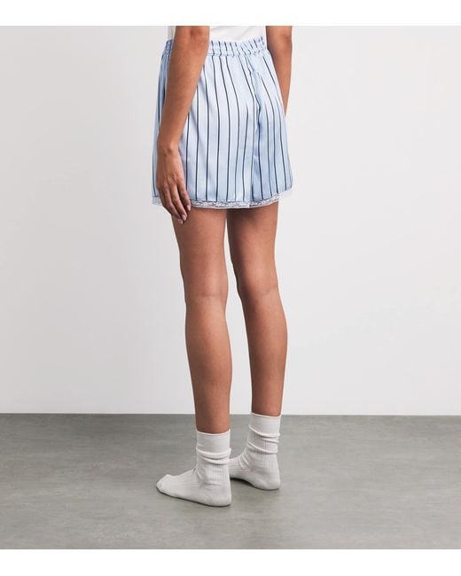 Skims Blue Woven Shine Boxer Shorts