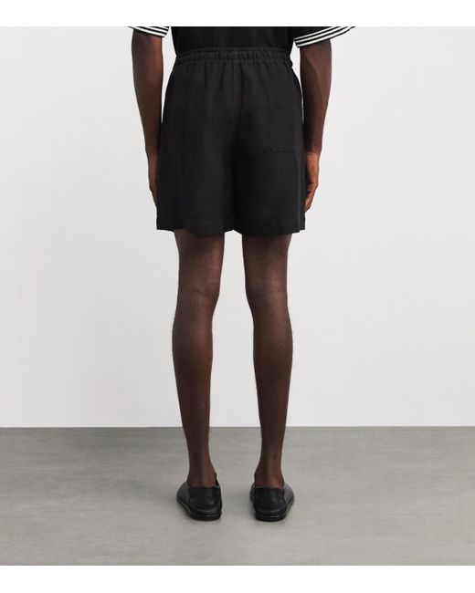 Commas Black Linen Lounge Shorts for men