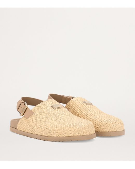 Dolce & Gabbana Natural Woven Logo-Plaque Mules for men