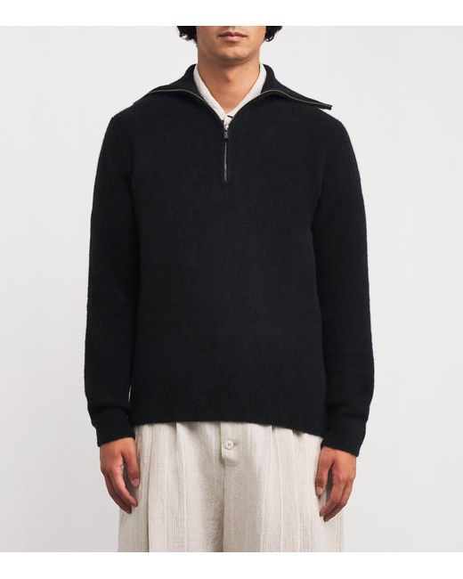 Barena Blue Wool Quarter-Zip Sweater for men