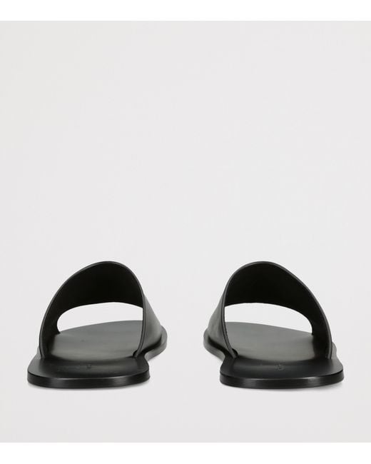 The Row Black Hugh Suede Slides for men