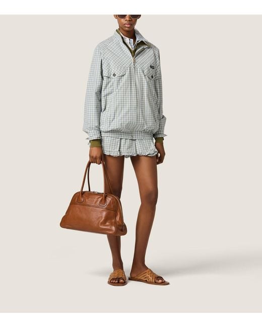 Miu Miu Gray Technical Check Print Blouson Jacket
