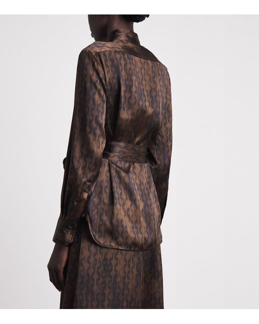 Kiton Black Silk Geometric Shirt