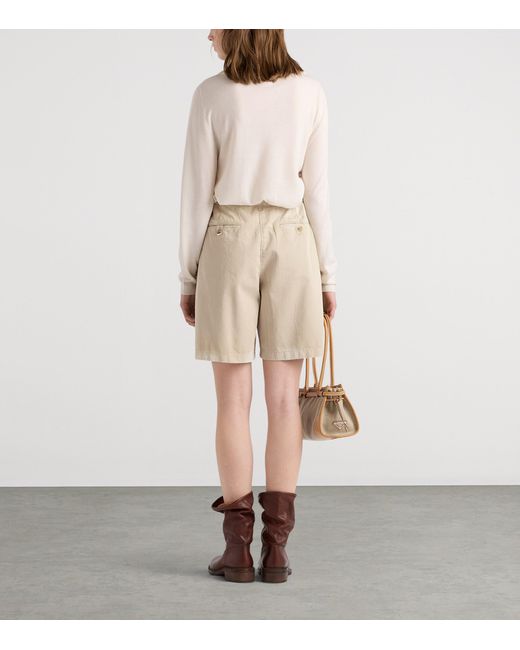 Prada Natural Cotton Gabardine Shorts