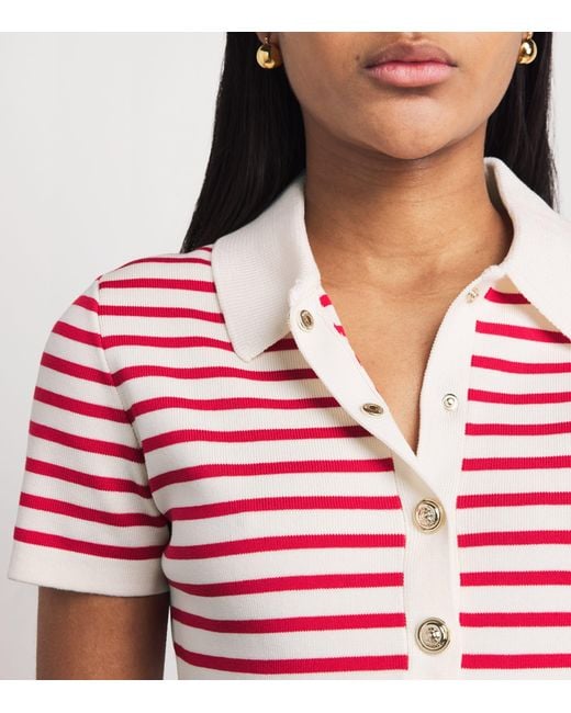 Maje Red Cotton-Blend Stripe Mini Dress