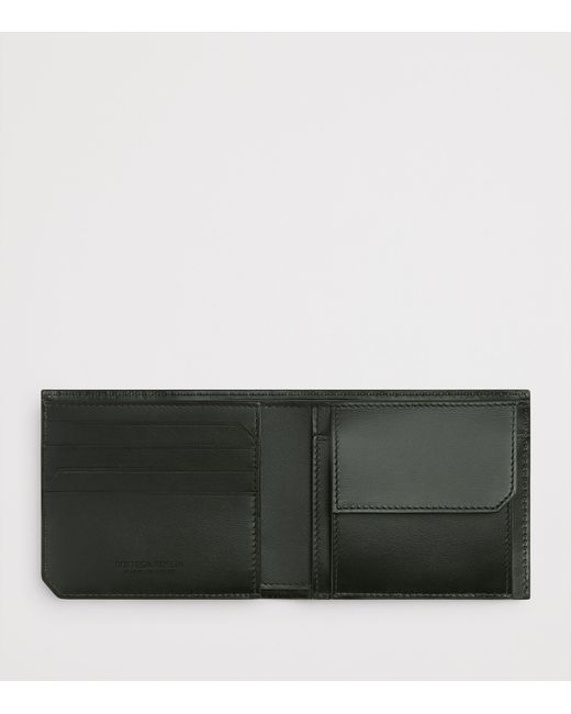Bottega Veneta Black Leather Intrecciato Piccolo Bifold Wallet for men