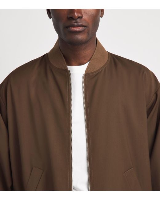 Barena Brown Virgin Wool Bomber Jacket for men