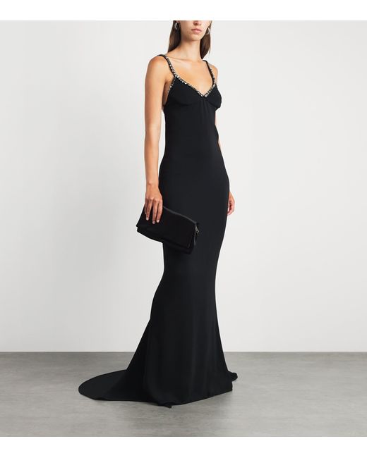 Stella McCartney Black Embellished Crepe Maxi Dress