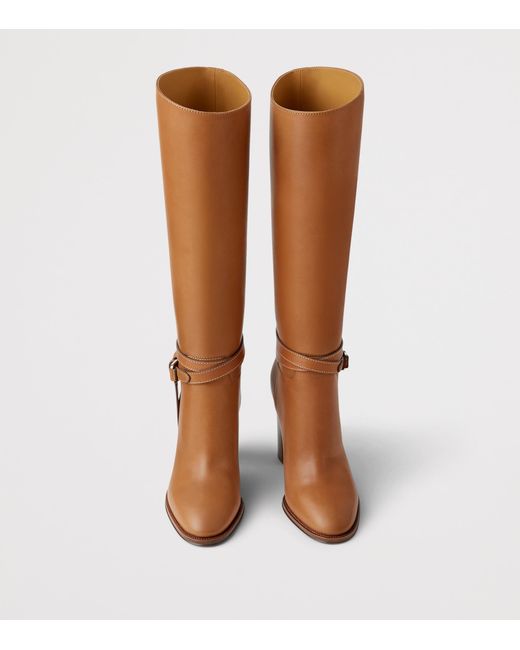 Ralph Lauren Brown Leather Donnely Knee-High Boots 90
