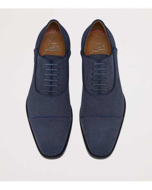 Christian Louboutin Blue Greggory Nubuck Leather Oxford Shoes