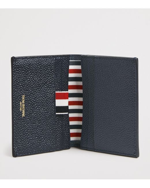 Thom Browne Blue Leather Double Card Holder for men