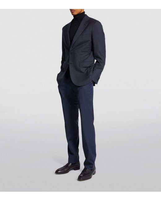 Brioni Blue Wool-Silk Plume Blazer for men