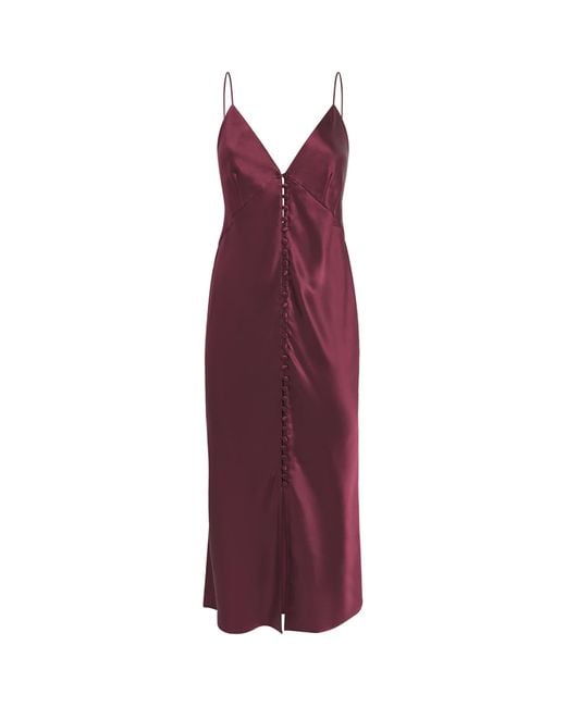 Olivia Von Halle Purple Silk Ilse Midi Slip Dress