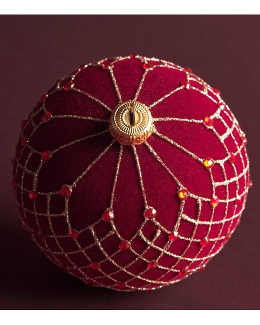 Harrods Red Velvet Criss-Cross Bauble