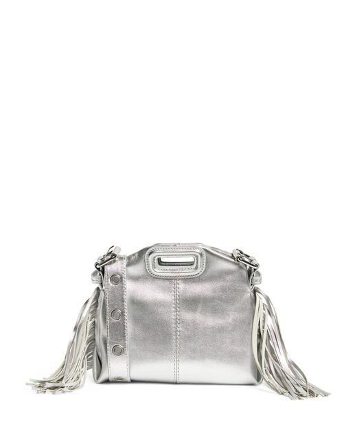 Maje White Mini Leather Miss M Shoulder Bag