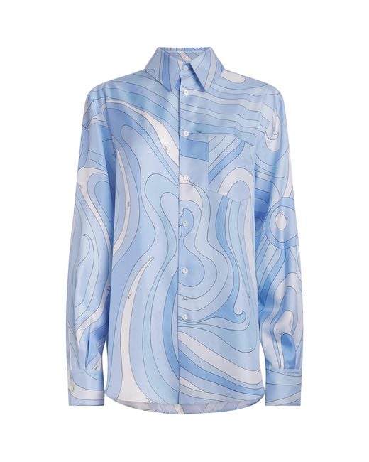 Emilio Pucci Blue Silk Oversized Shirt