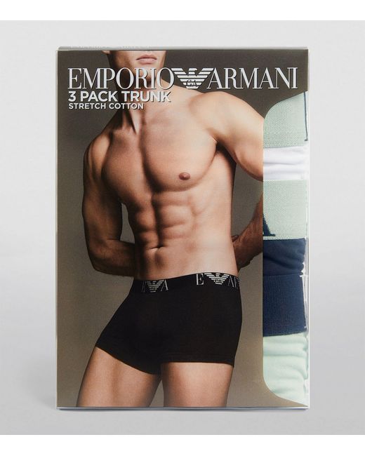 Emporio Armani White Stretch-cotton Eagle Trunks (pack Of 3) for men