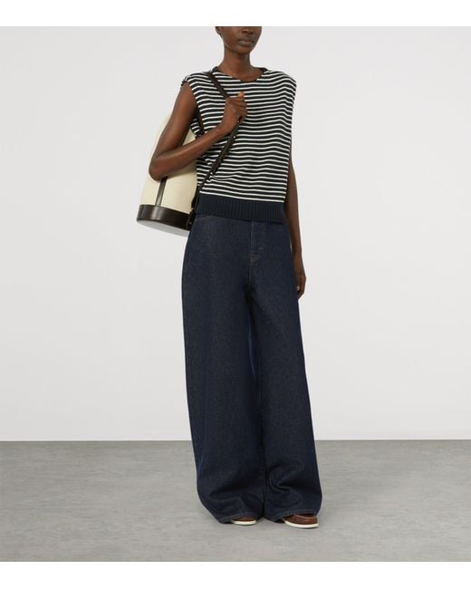 Weekend by Maxmara Blue Cotton Wide-Leg High-Rise Jeans