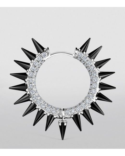 Maria Tash White Moissanite Mohawk And Diamond Pavé Hoop Earring