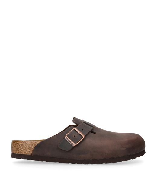 Birkenstock Brown Leather Boston Clogs for men