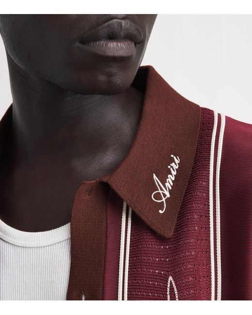 Amiri Red Wool-Blend Panelled Knit Shirt for men